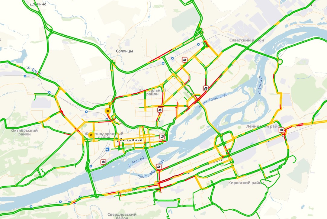 Пробки в красноярске сейчас онлайн карта