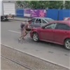 На правом берегу Красноярска голый неадекватный мужчина угодил под грузовик (видео)