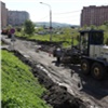 В красноярском Солнечном восстанавливают размытую ливнями дорогу