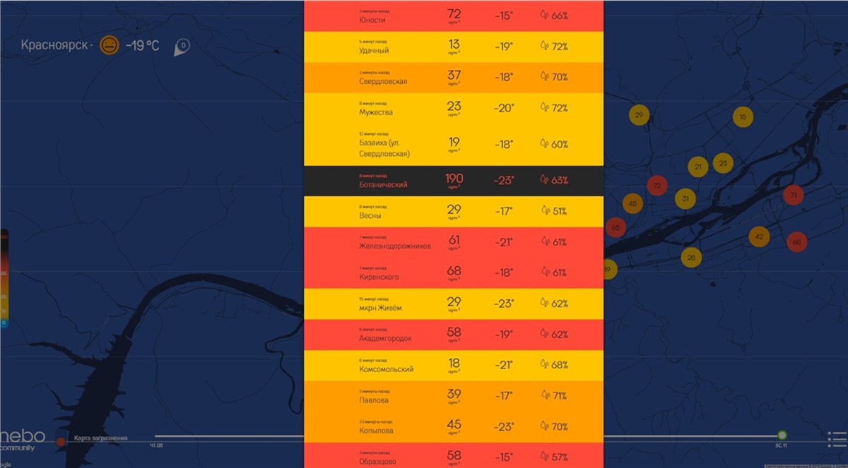 Карта загрязнения воздуха красноярск